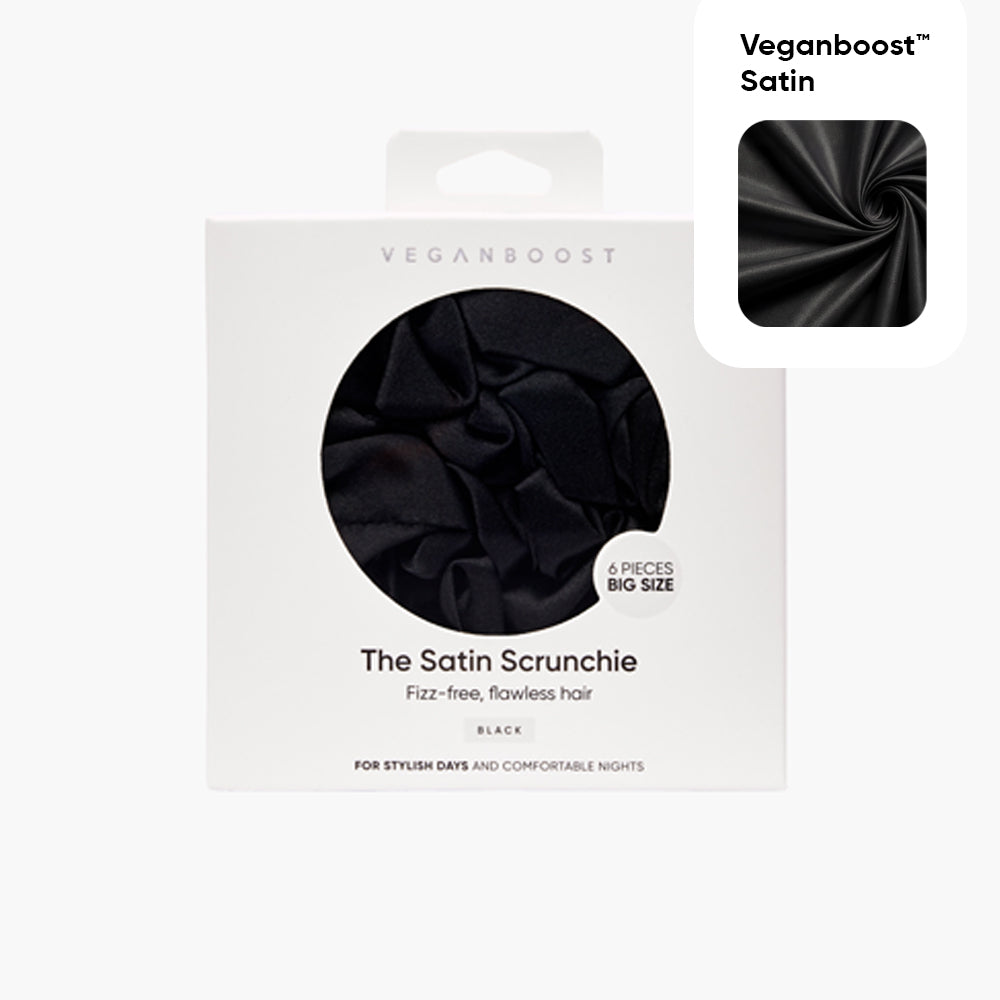 Satin Scrunchies - Black, Large