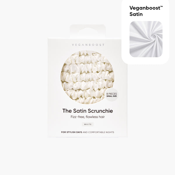 Satin Scrunchies - White, Small